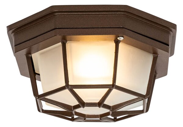 Rustykalna lampa sufitowa rdzawo brązowa 21,3 cm IP44 - Bri