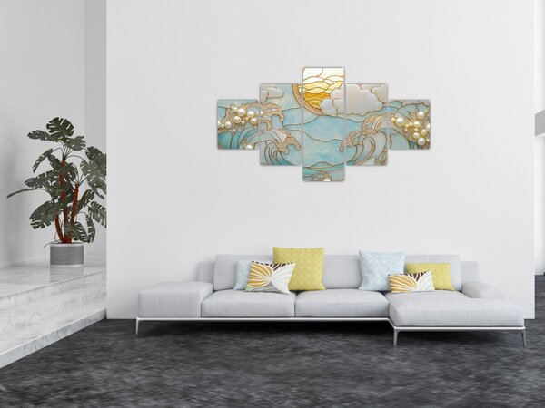 Obraz - 3D perły w oceanie (125x70 cm)