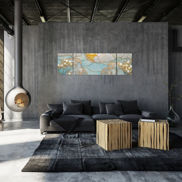 Obraz - 3D perły w oceanie (170x50 cm)