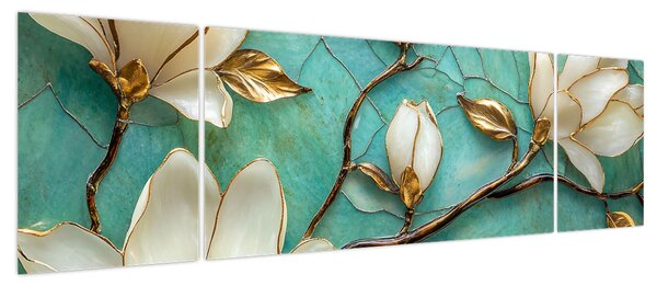 Obraz - 3D magnolie (170x50 cm)