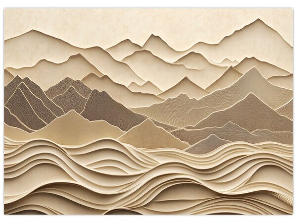 Obraz - 3D linie gór (70x50 cm)