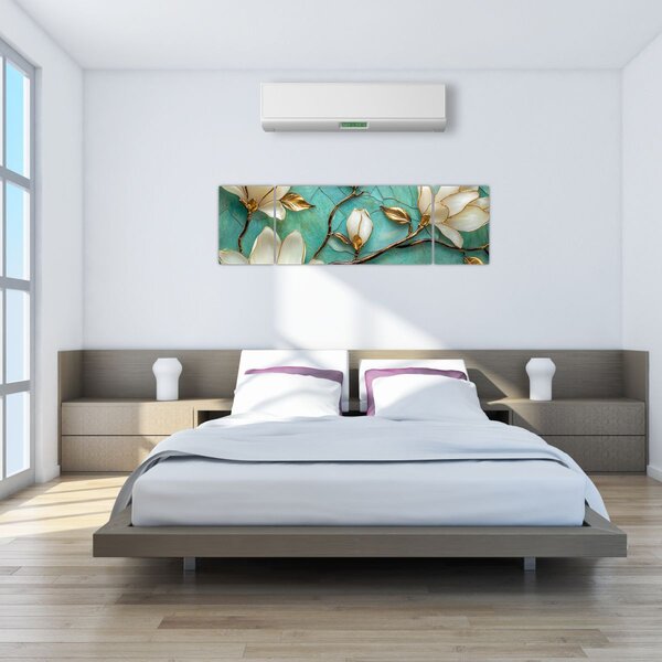 Obraz - 3D magnolie (170x50 cm)