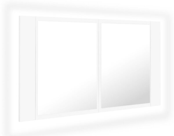Szafka łazienkowa z lustrem i LED, biała, 80x12x45 cm, akryl