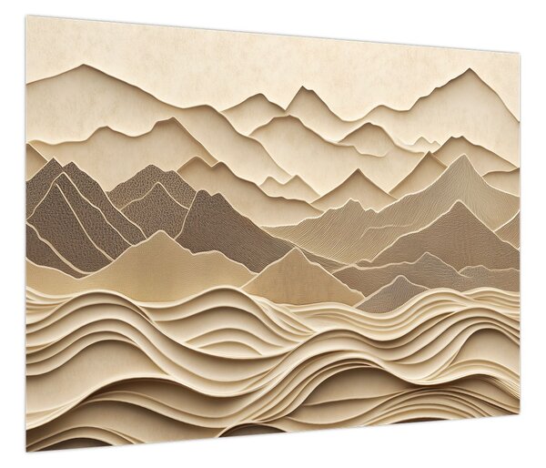 Obraz - 3D linie gór (70x50 cm)