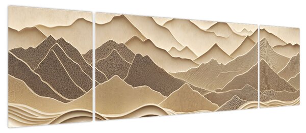 Obraz - 3D linie gór (170x50 cm)