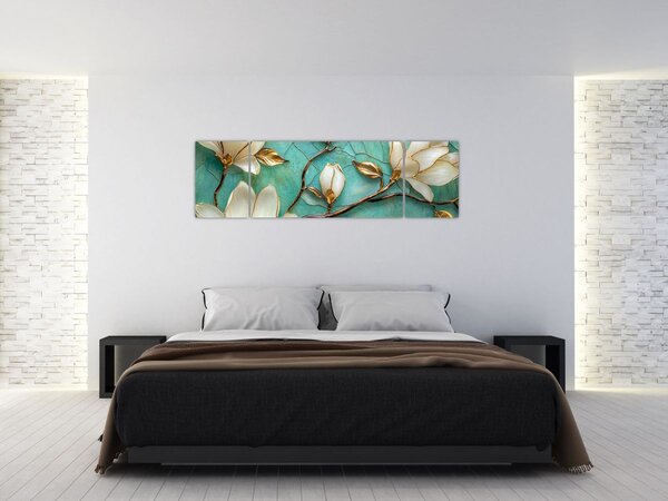 Obraz - 3D magnolie (170x50 cm)