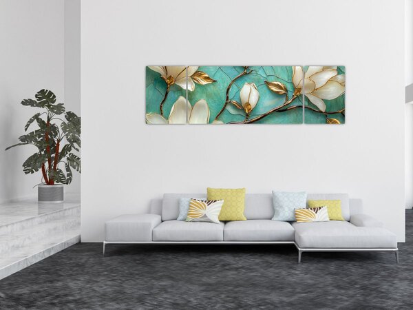 Obraz - 3D magnolie (170x50 cm)