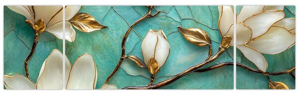 Obraz - 3D magnolie (170x50 cm)