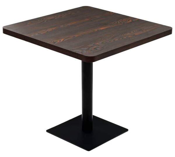 Stolik barowy z mdf na stalowej podstawie, 80x80x75 cm, jesion