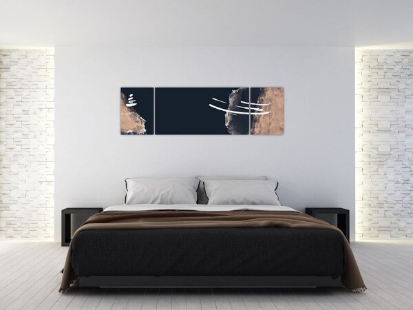 Obraz - Ciemnoniebieska abstrakcja (170x50 cm)