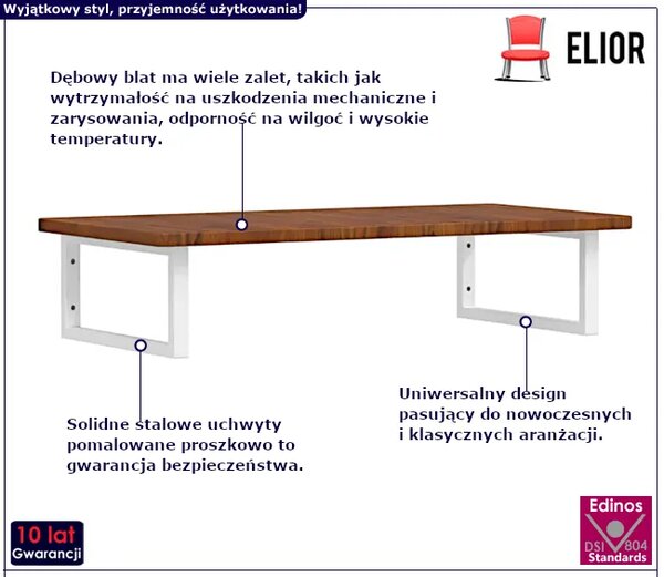 Ciemnobrązowa półka 100x50 białe uchwyty - Basso