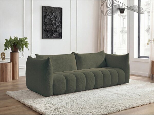 Zielona sofa z materiału bouclé 286 cm Azra – Bobochic Paris