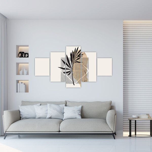 Obraz - Abstrakcja z tropikalnymi liśćmi N⁰1 (125x70 cm)