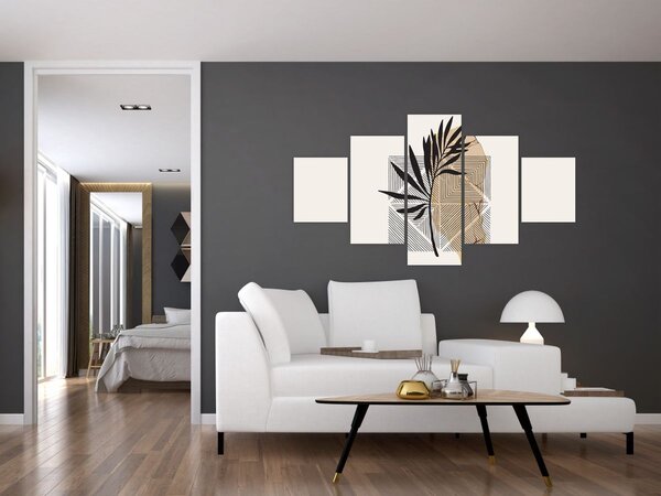 Obraz - Abstrakcja z tropikalnymi liśćmi N⁰1 (125x70 cm)