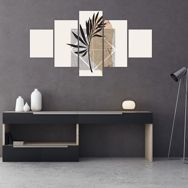 Obraz - Abstrakcja z tropikalnymi liśćmi N⁰1 (125x70 cm)
