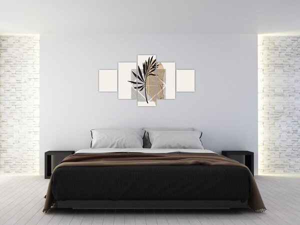 Obraz - Abstrakcja z tropikalnymi liśćmi N⁰1 (125x70 cm)