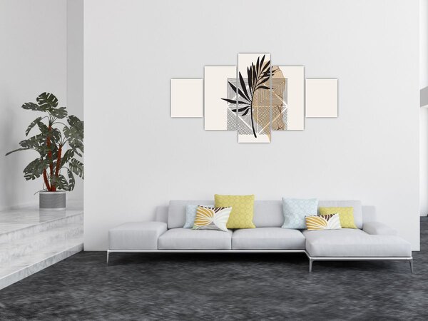 Obraz - Abstrakcja z tropikalnymi liśćmi N⁰1 (125x70 cm)