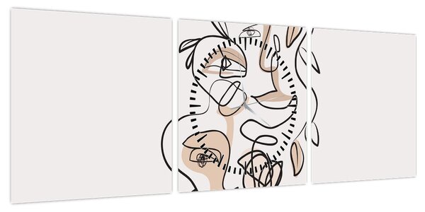Obraz - Makijaż twarzy ze sztuką linii (z zegarem) (90x30 cm)