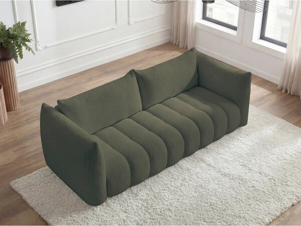 Zielona sofa z materiału bouclé 286 cm Azra – Bobochic Paris