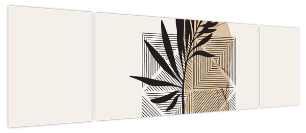 Obraz - Abstrakcja z tropikalnymi liśćmi N⁰1 (170x50 cm)