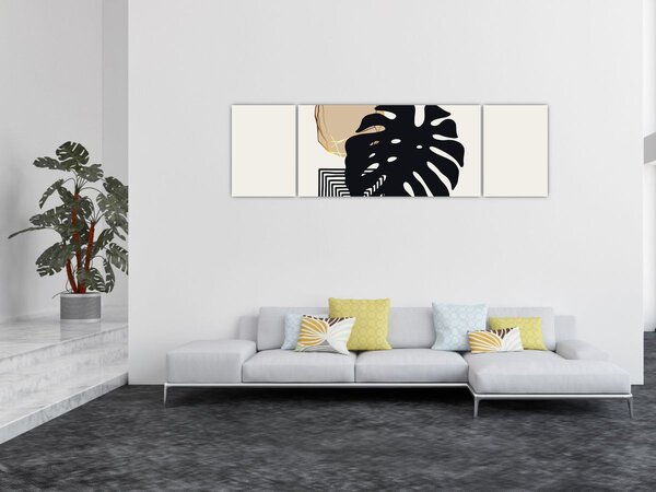 Obraz - Abstrakcja z tropikalnymi liśćmi N⁰2 (170x50 cm)
