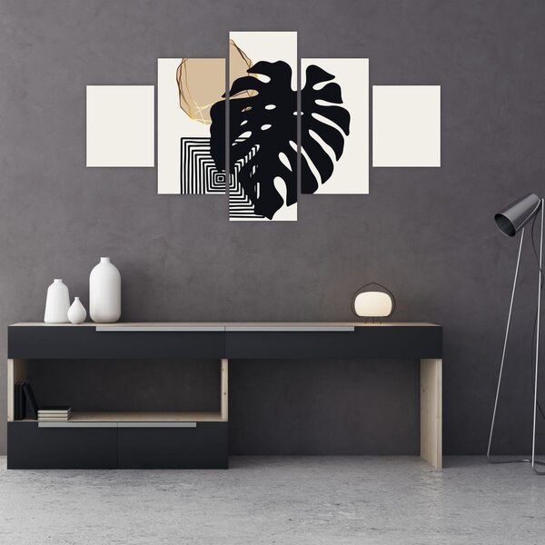 Obraz - Abstrakcja z tropikalnymi liśćmi N⁰2 (125x70 cm)