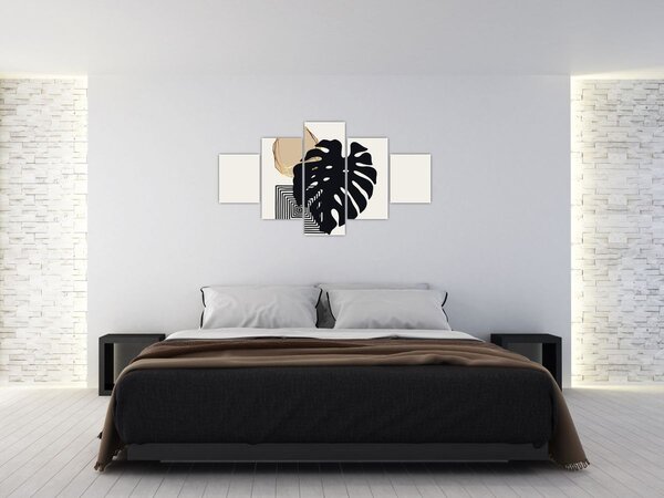 Obraz - Abstrakcja z tropikalnymi liśćmi N⁰2 (125x70 cm)