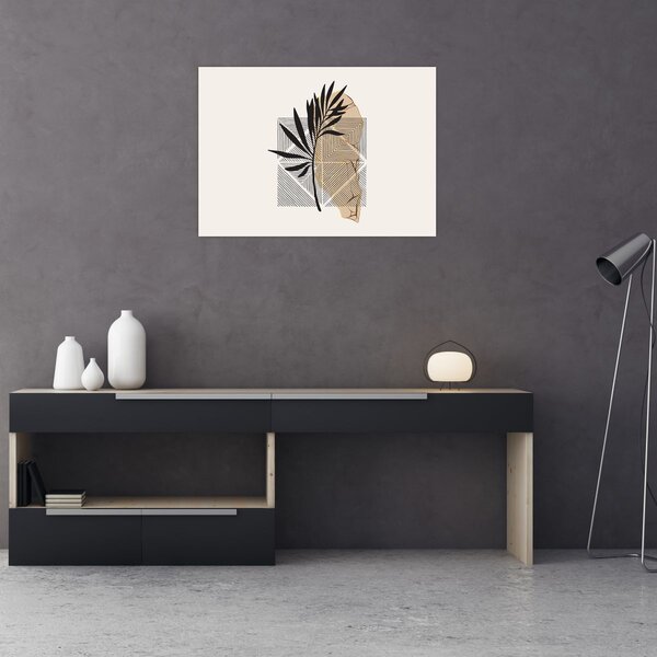 Obraz - Abstrakcja z tropikalnymi liśćmi N⁰1 (70x50 cm)