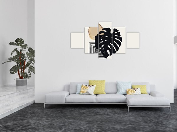 Obraz - Abstrakcja z tropikalnymi liśćmi N⁰2 (125x70 cm)