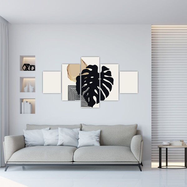 Obraz - Abstrakcja z tropikalnymi liśćmi N⁰2 (125x70 cm)