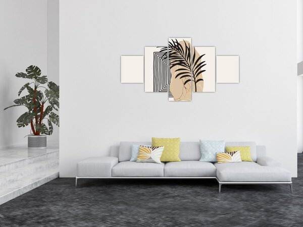 Obraz - Abstrakcja z tropikalnymi liśćmi N⁰3 (125x70 cm)