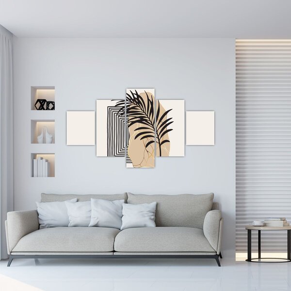 Obraz - Abstrakcja z tropikalnymi liśćmi N⁰3 (125x70 cm)