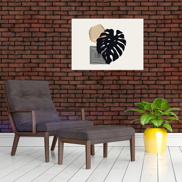 Obraz - Abstrakcja z tropikalnymi liśćmi N⁰2 (70x50 cm)