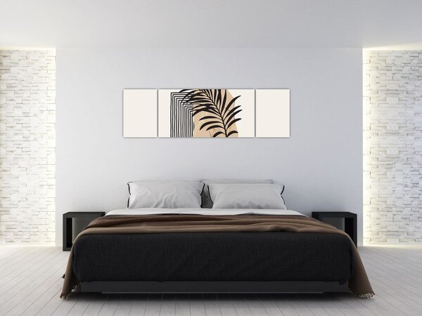 Obraz - Abstrakcja z tropikalnymi liśćmi N⁰3 (170x50 cm)