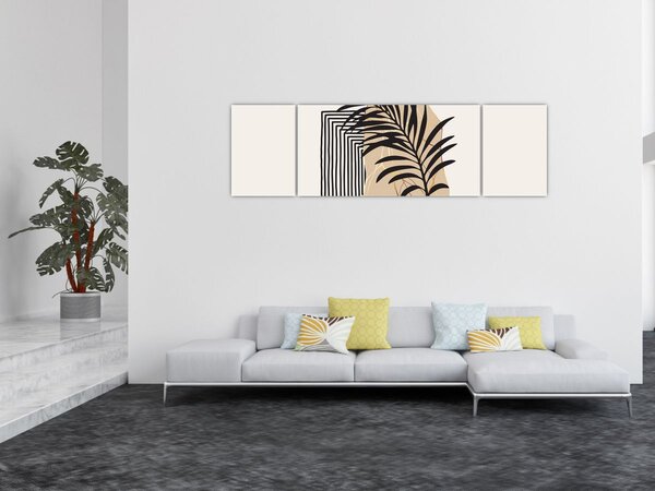 Obraz - Abstrakcja z tropikalnymi liśćmi N⁰3 (170x50 cm)