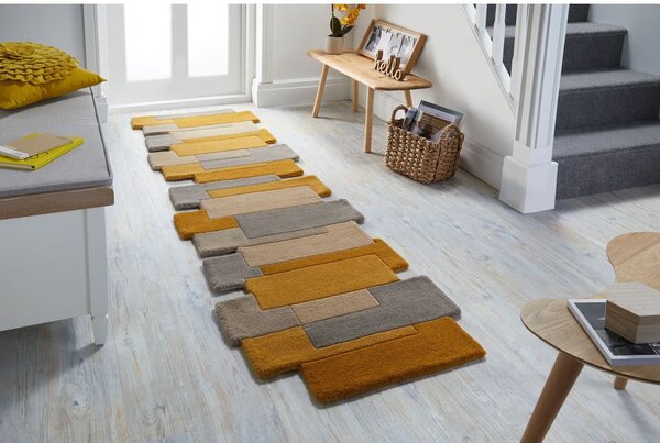 Żółto-beżowy wełniany chodnik Flair Rugs Collage, 60x230 cm