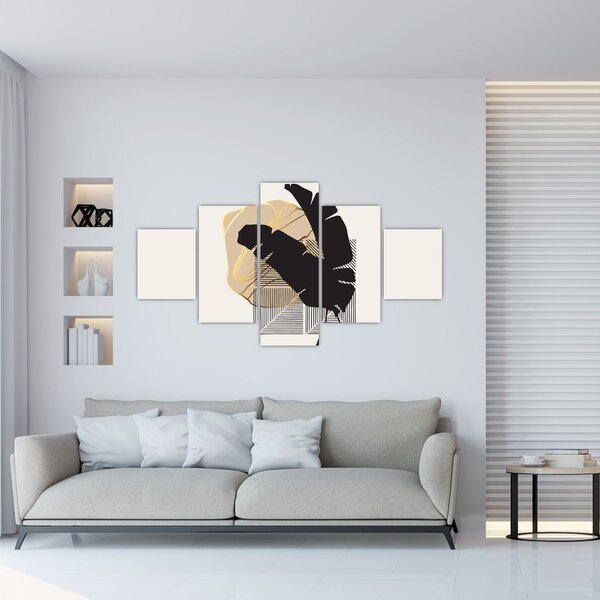 Obraz - Abstrakcja z tropikalnymi liśćmi N⁰4 (125x70 cm)