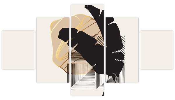 Obraz - Abstrakcja z tropikalnymi liśćmi N⁰4 (125x70 cm)