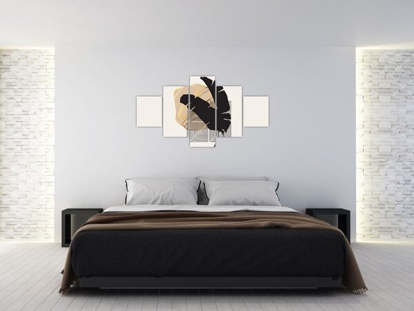 Obraz - Abstrakcja z tropikalnymi liśćmi N⁰4 (125x70 cm)