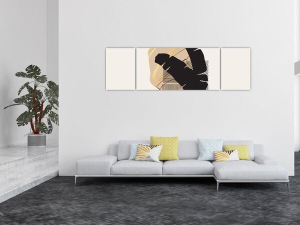 Obraz - Abstrakcja z tropikalnymi liśćmi N⁰4 (170x50 cm)