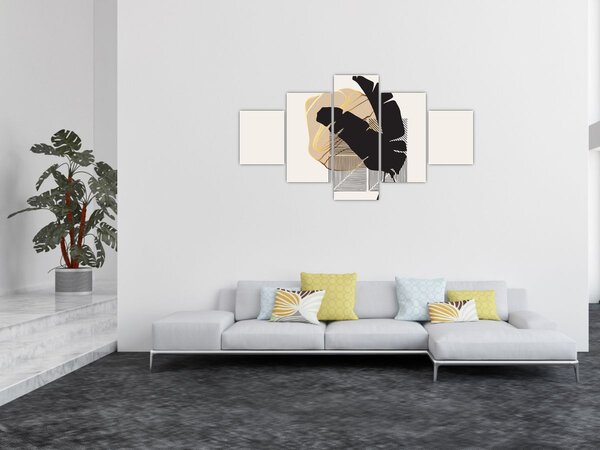 Obraz - Abstrakcja z tropikalnymi liśćmi N⁰4 (125x70 cm)