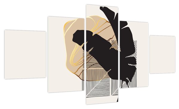 Obraz - Abstrakcja z tropikalnymi liśćmi N⁰4 (125x70 cm)