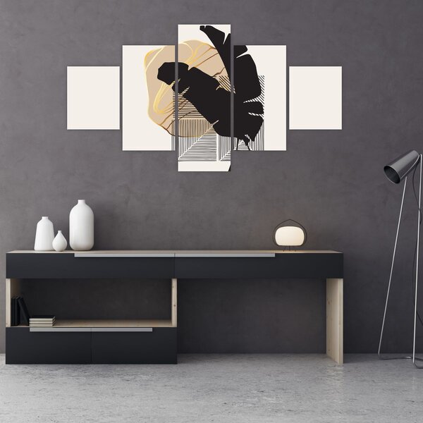 Obraz - Abstrakcja z tropikalnymi liśćmi N⁰4 (125x70 cm)
