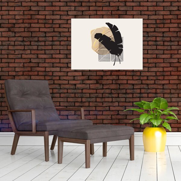Obraz - Abstrakcja z tropikalnymi liśćmi N⁰4 (70x50 cm)