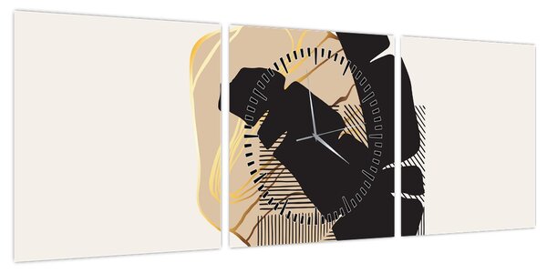 Obraz - Abstrakcja z tropikalnymi liśćmi N⁰4 (z zegarem) (90x30 cm)