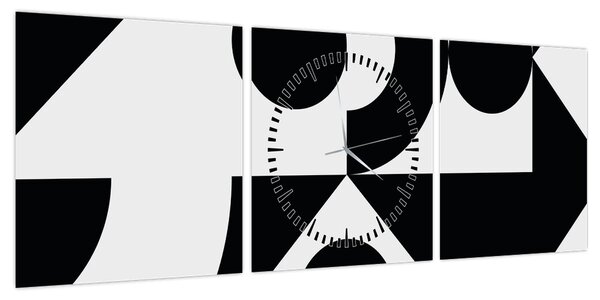 Obraz - Abstrakcja geometryczna N⁰1 (z zegarem) (90x30 cm)