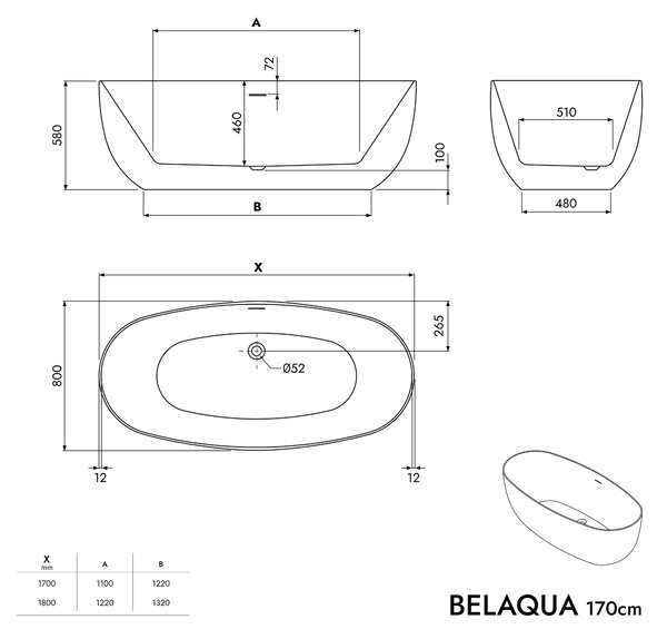 Wolnostojąca wanna BELAQUA 2.0
