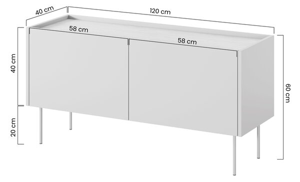 Szafka RTV Desin 120 cm z metalowymi nogami - oliwka / dąb nagano