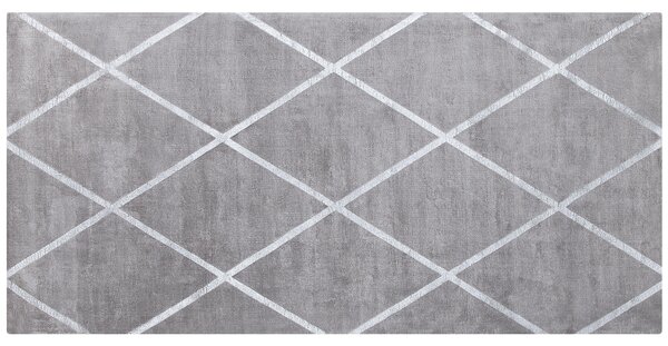 Dywan wiskozowy jasnoszary geometryczny wzór w romby 80 x 150 cm Atike Beliani