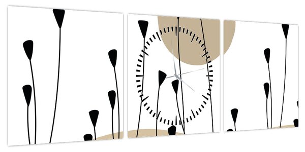 Obraz - Łąka graficzna N⁰2 (z zegarem) (90x30 cm)